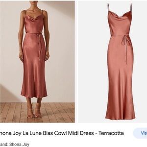 Shona Joy LA LUNE BIAS COWL MIDI DRESS - TERRACOTTA Size 2